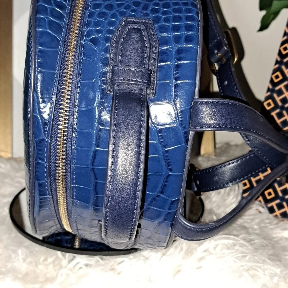 Tory Burch Croc-Embossed Backpack EUC